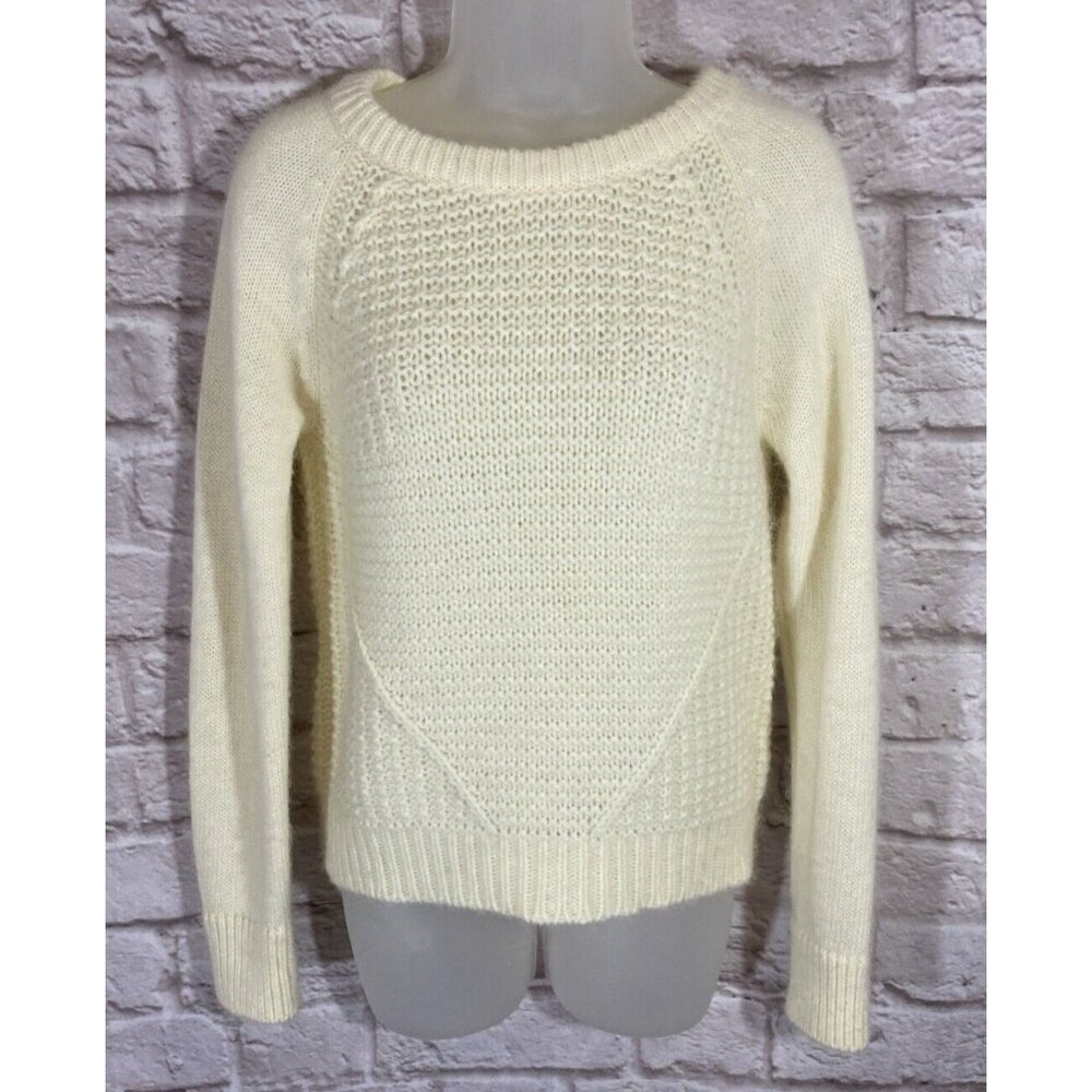 Silvia Novelli Fisherman Sweater Small Alpaca‎ Wool Blend Ivory Cream Thick 9714